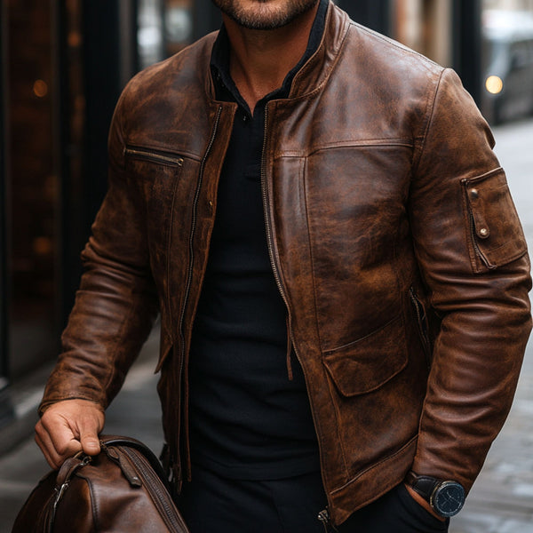 Handmade Slimfit Waxed Genuine Leather Jacket