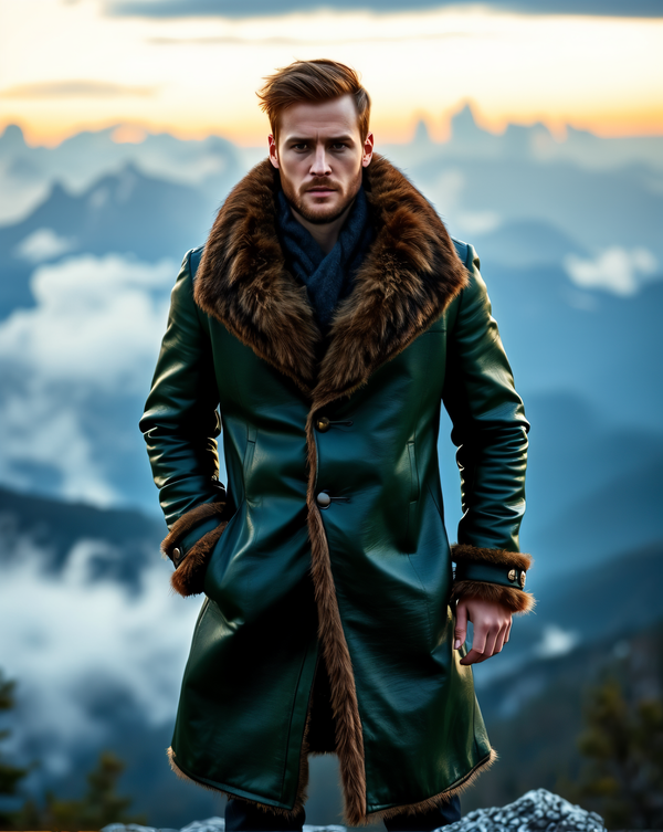 Men's Luxury Leather Fur Trench Coat