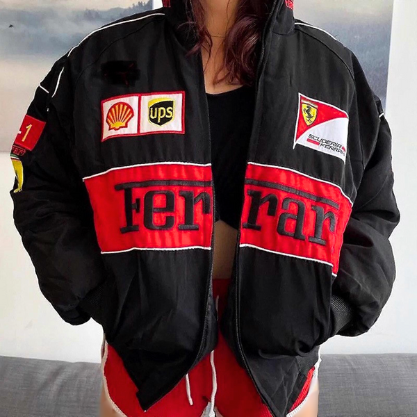 F1 Black Unisex Bomber Jacket