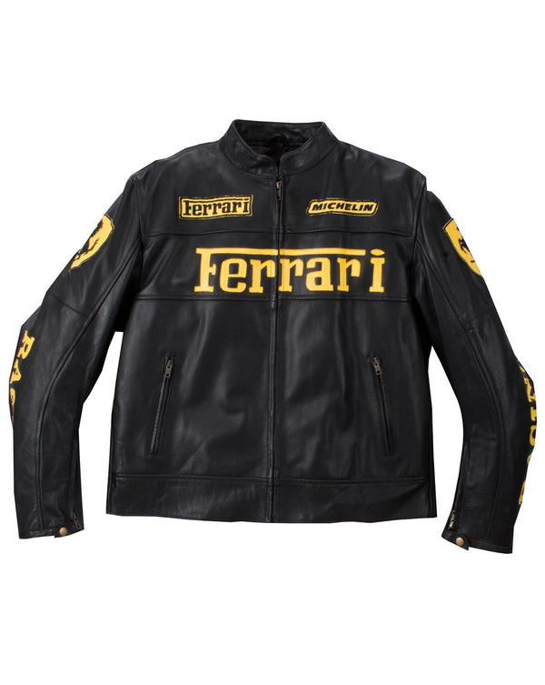 Black Ferrari Genuine Leather Jacket