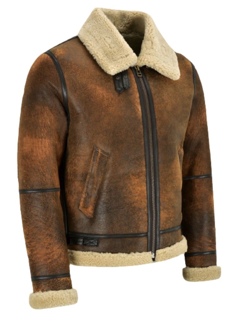Men Brown Shearling Fur Jacket