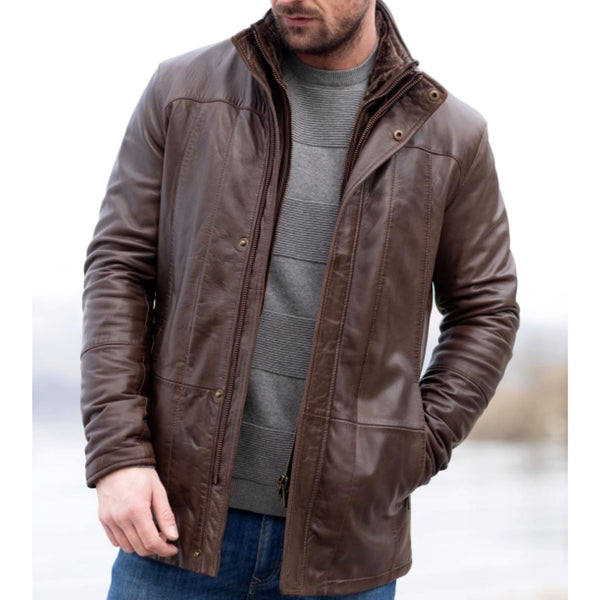 Men's Vintage Distressed Leather Coat