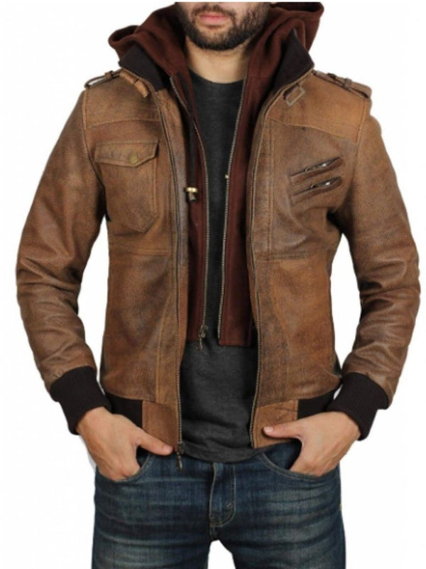 Bomber Edinburgh Distressed Leather Jacket