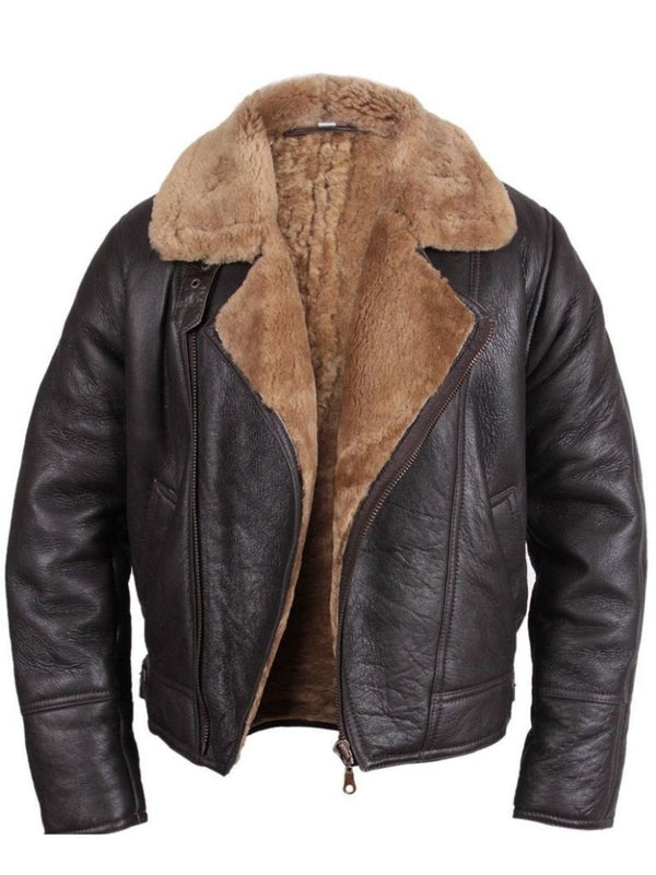 Men Bomber Fur Real Leather Jacket