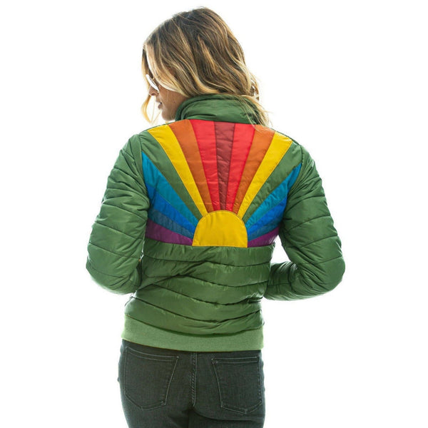 Women's Vintage Rainbow Sunburst Jacket - Green