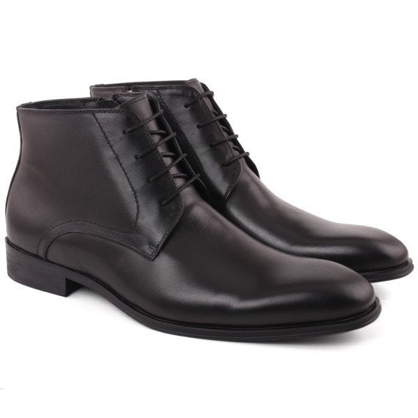 Men Smart-Casual Leather Ankle Black High Boots