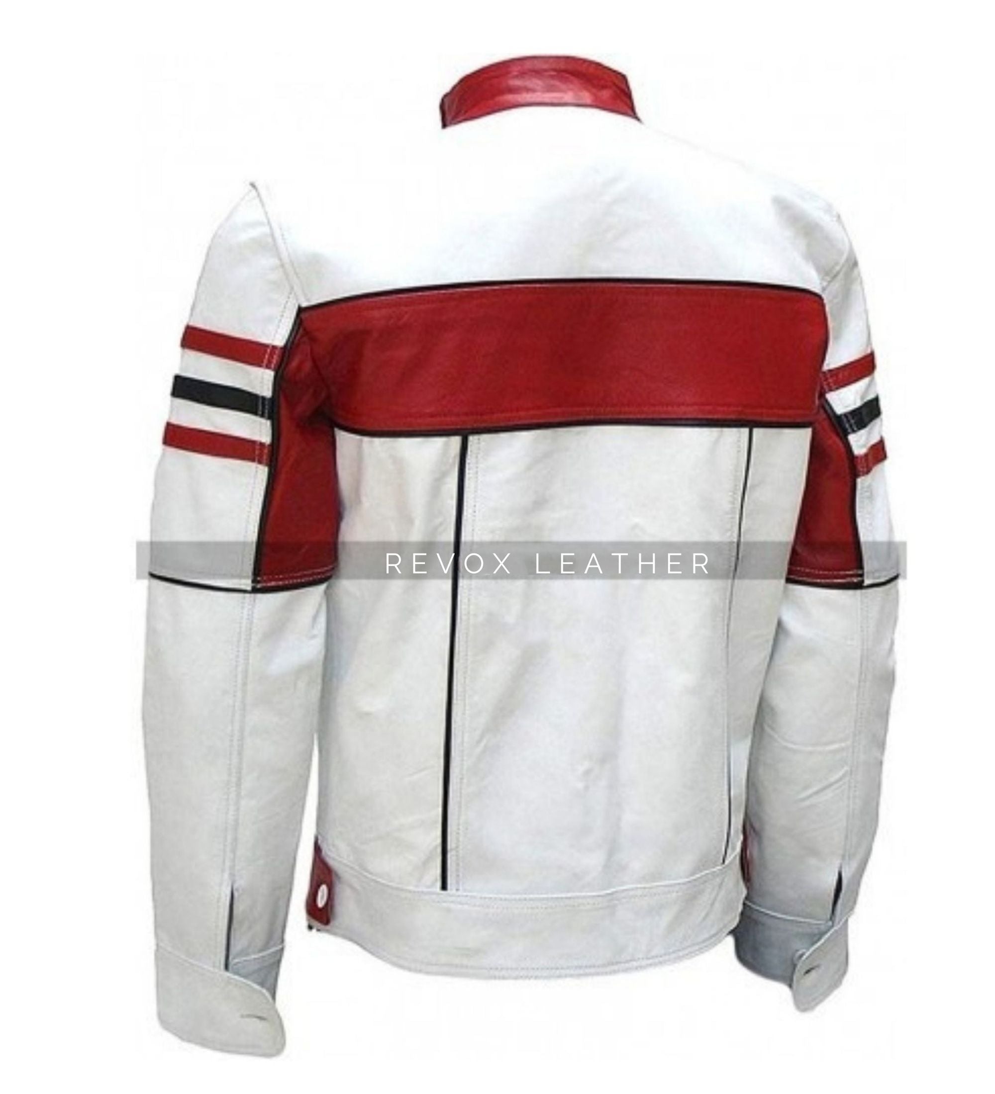 Men's Retro Cafe Racer Red & White Biker Jacket