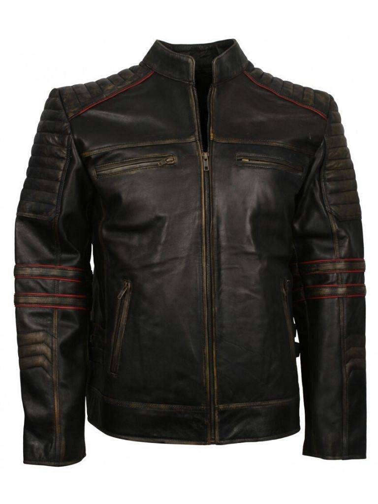 Men Vintage Leather Retro Motorcycle Jacket