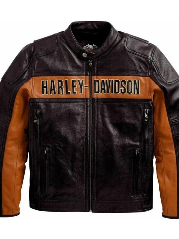 HD Men's Cowhide Biker Real Leather Jacket