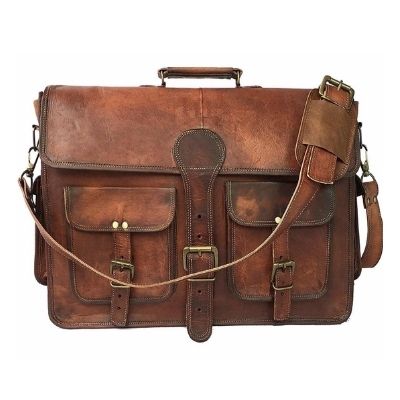 Leather Messenger Laptop Bag