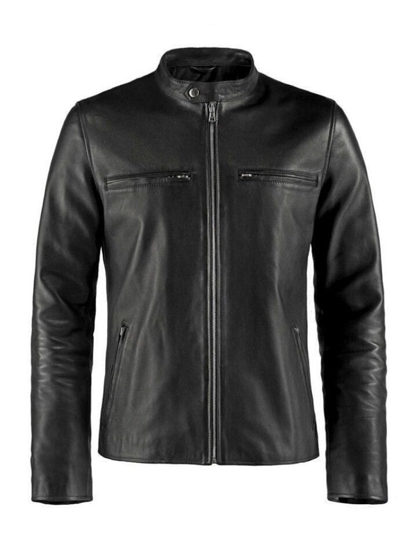 Men's Black Slim fit Motorcycle Biker Jacket