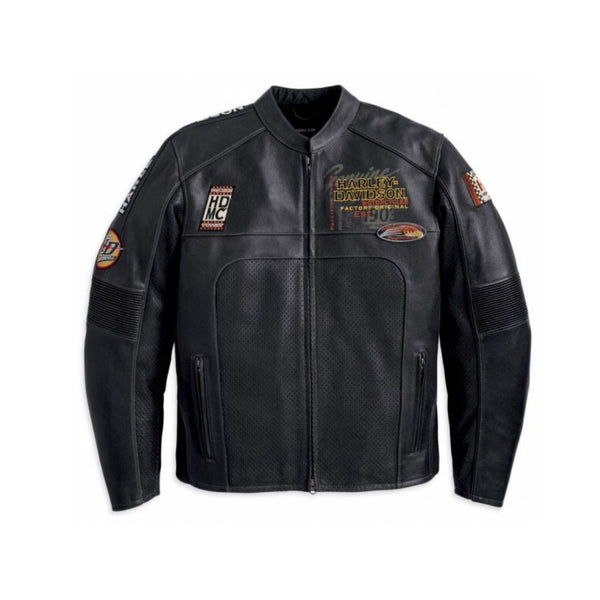 HD Men's Regulator Perforated Black Leather Jacket
