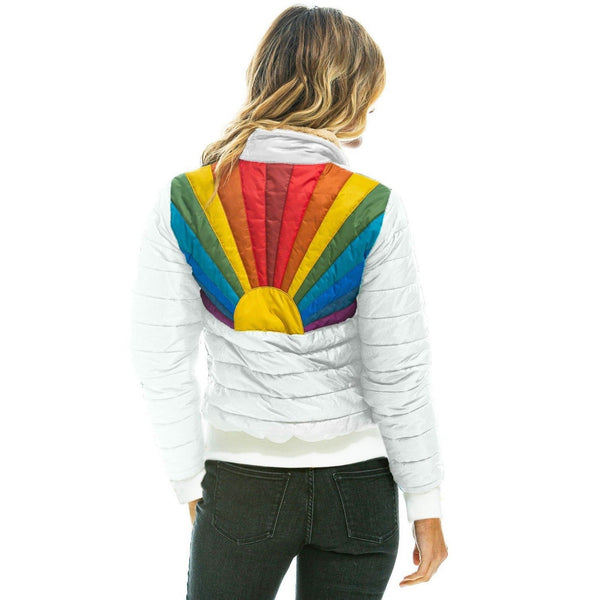 Women's Vintage Rainbow Sunburst Jacket - White