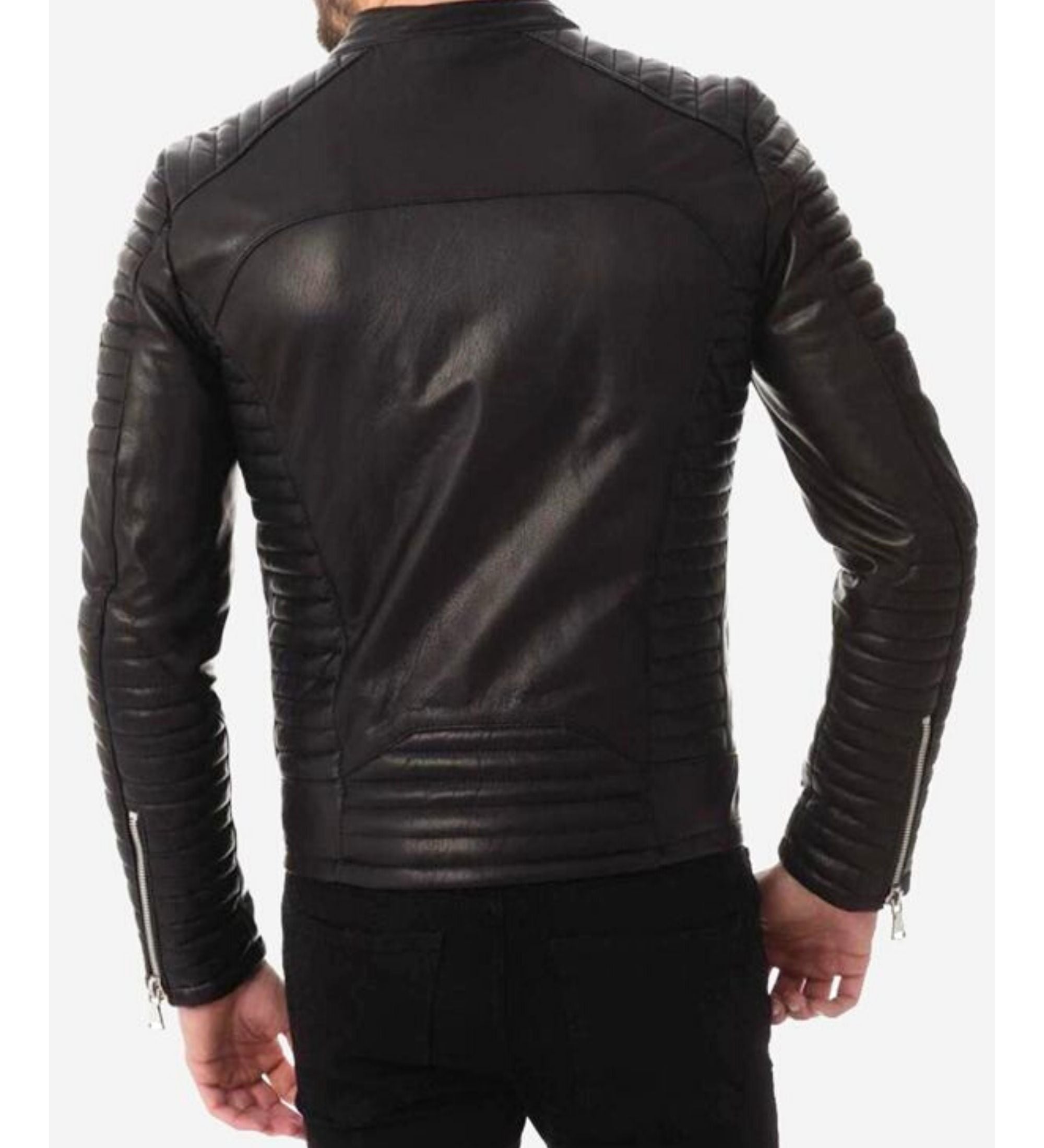 Men's Vintage Quilted Biker Leather Jacket