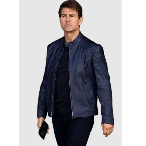 Tom Cruise Mission Impossible 6 Blue Leather Jacket