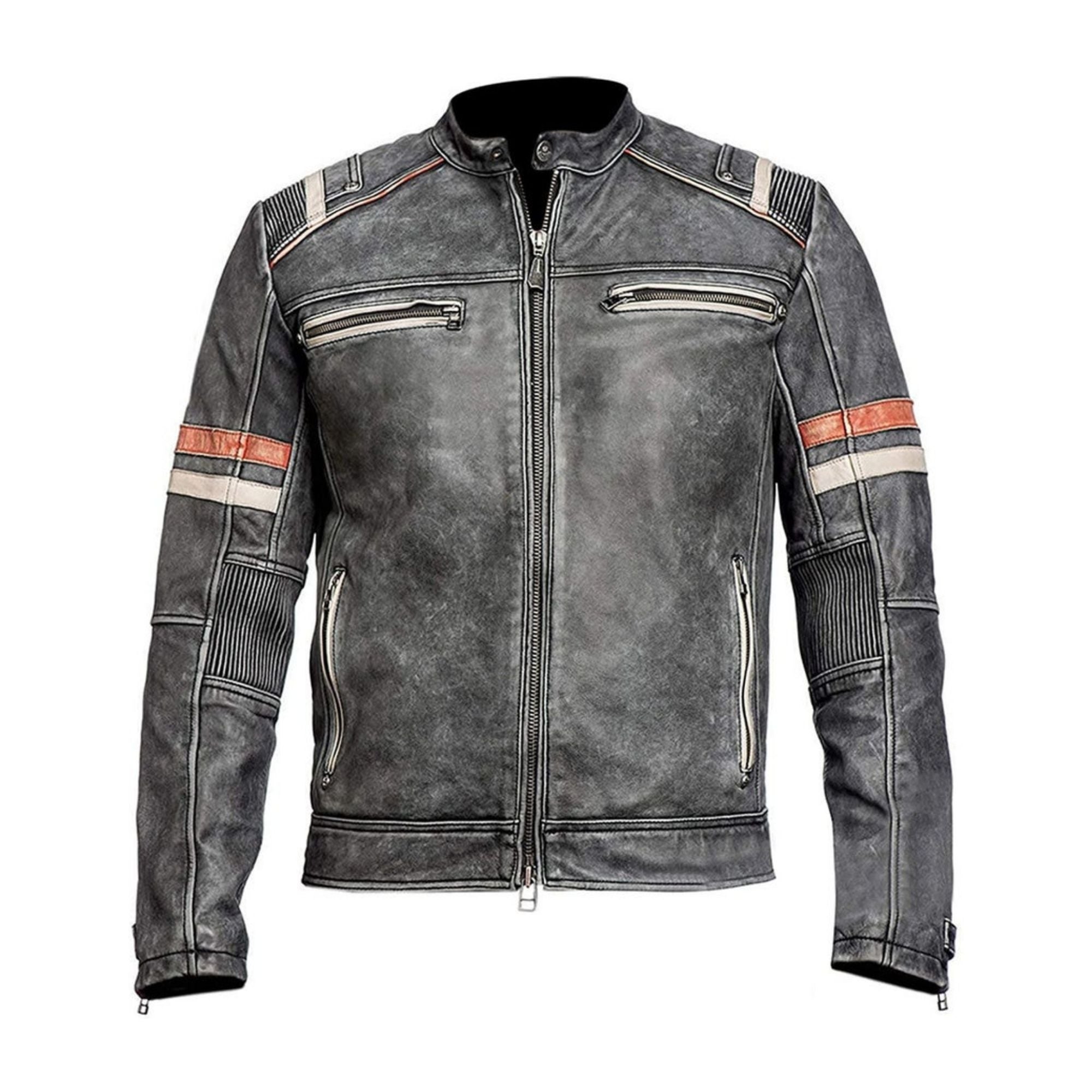 Men's Handmade Distressed Leather Biker Jacket