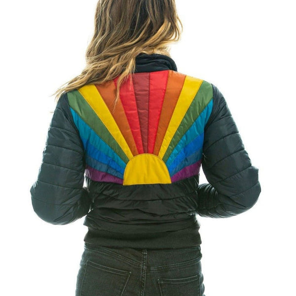 Women's Vintage Rainbow Sunburst Jacket - Black