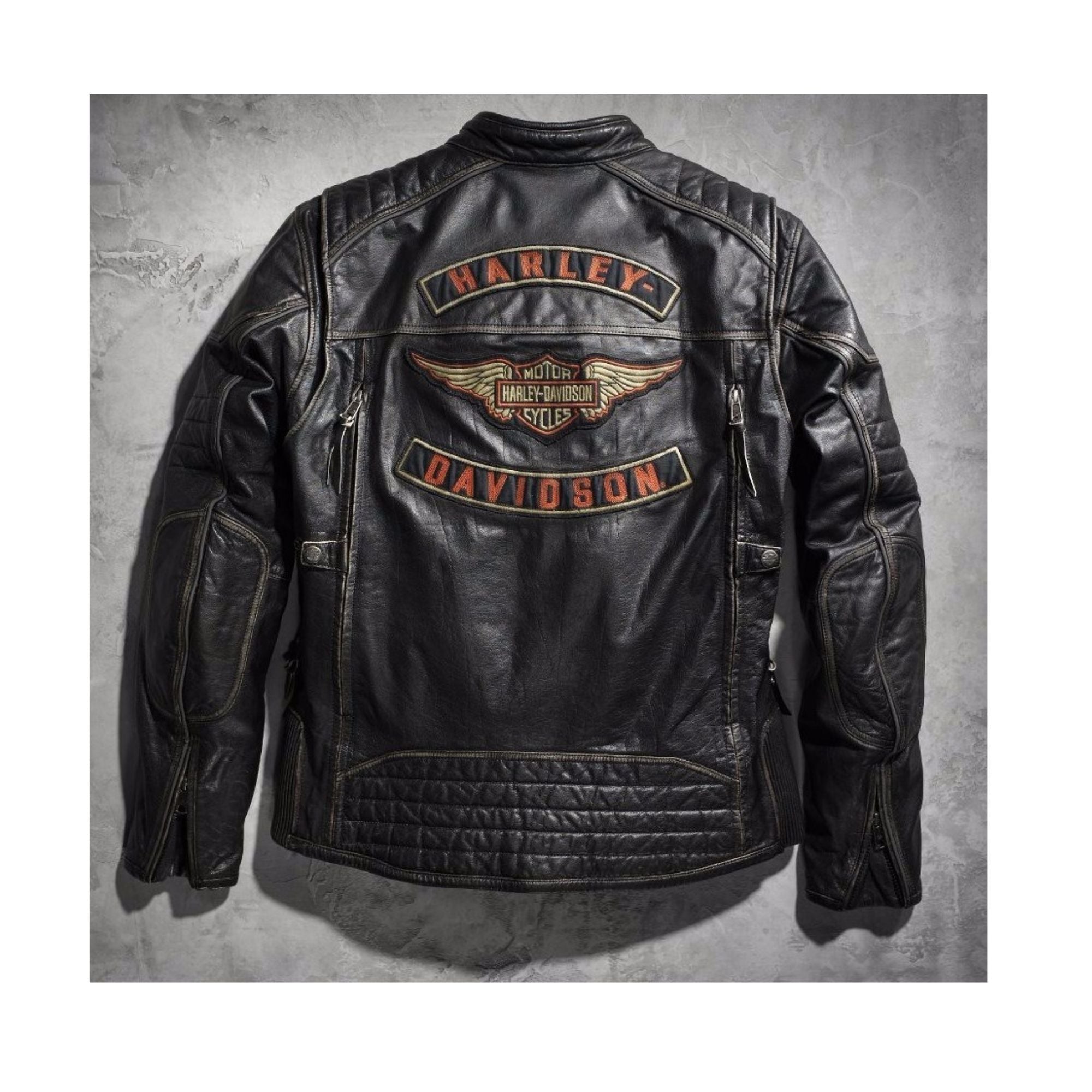 Harley davidson sale distressed leather jacket