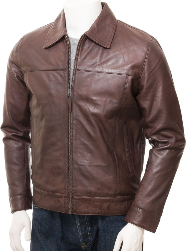 Real Leather Brown Jacket Top Upper Brando Fashion Summer