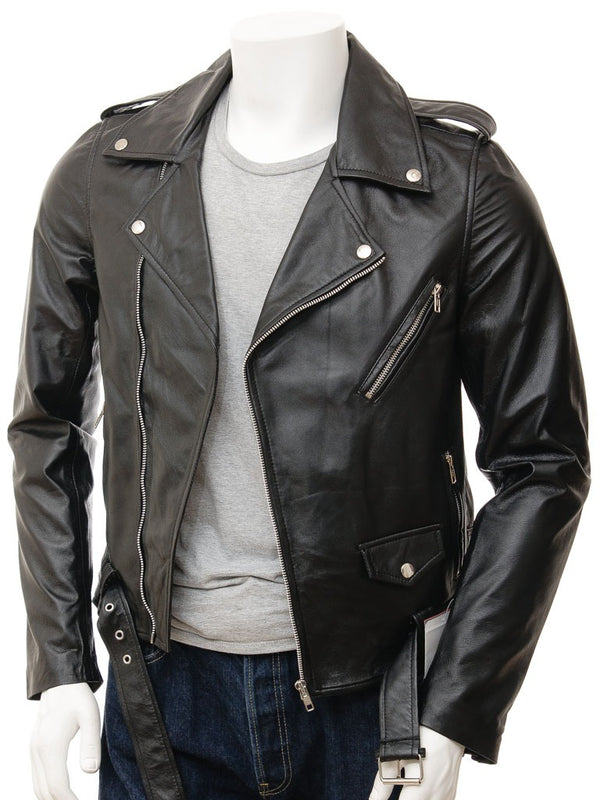 Men's Cafe Racer Slim Fit Biker Leather Jacket