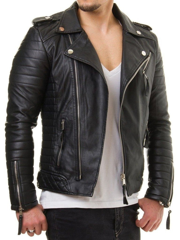 Men Urban Slim Fit Lambskin Leather Jacket